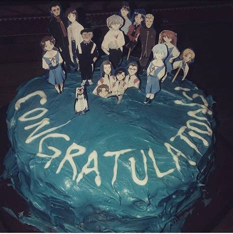 Happy birthday. . Evangelion congratulations cake